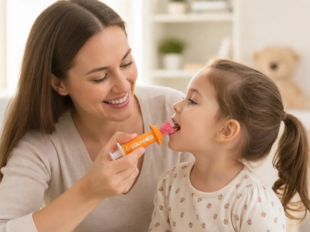 Parent helping a child with a sensory-friendly Loli-Med routine