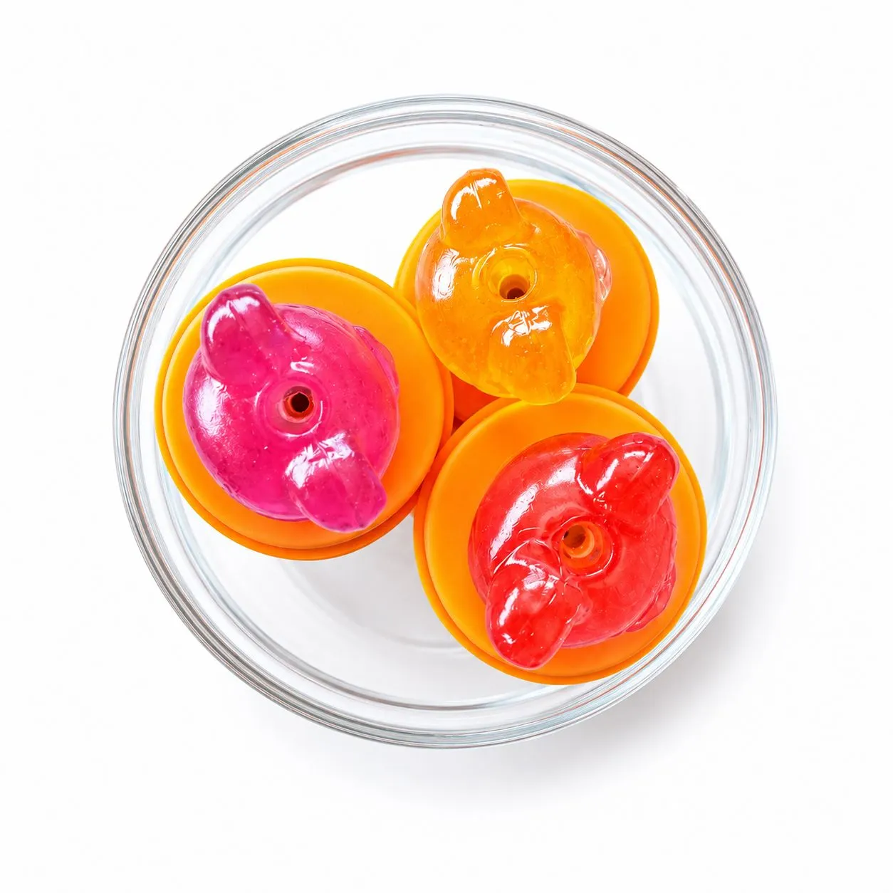Loli-Med candy heads in Strawberry, Orange, and Blueberry flavors